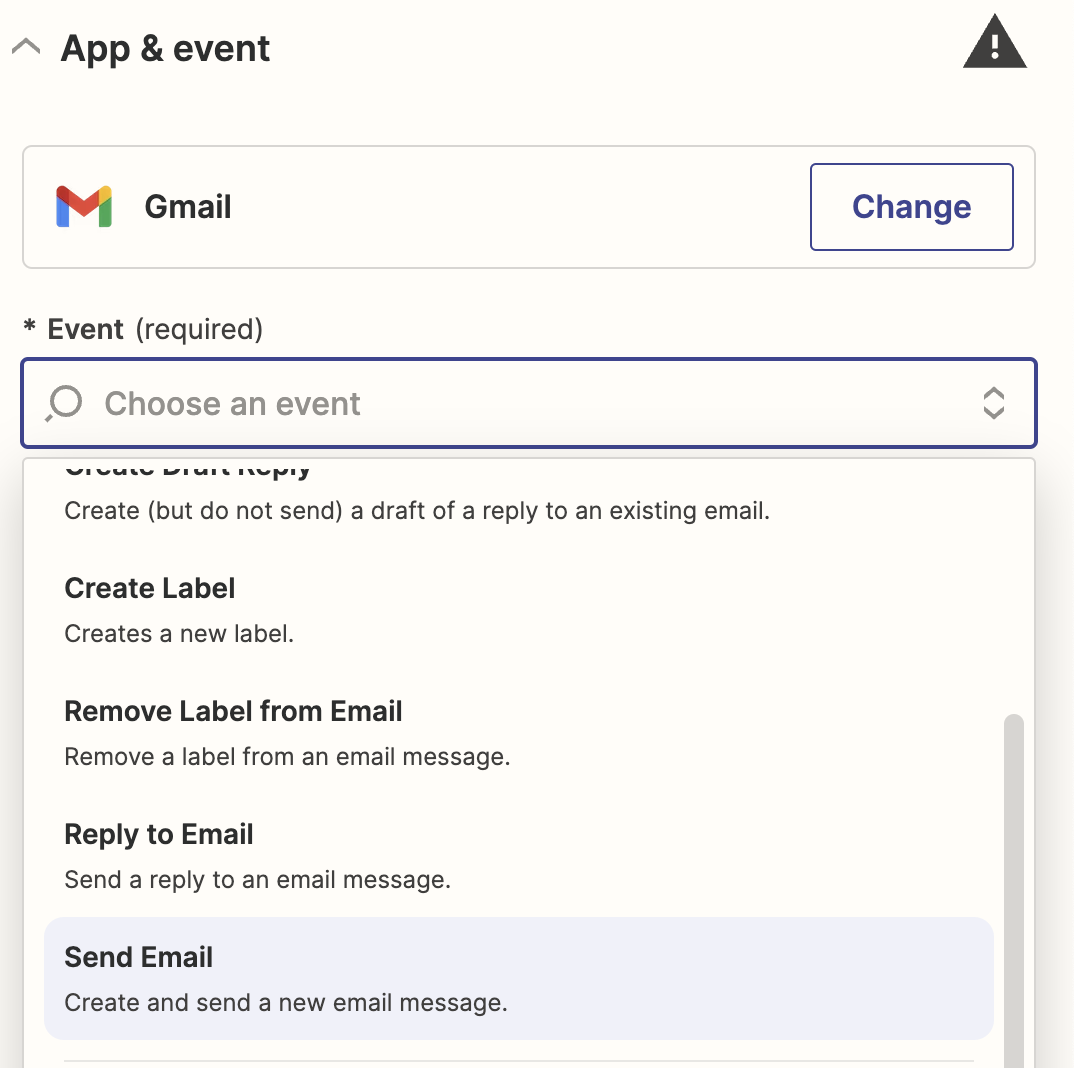 Selecting Event